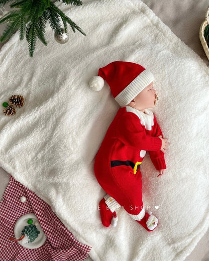 Christmas Santa Knitted Baby Jumpsuits with Hat