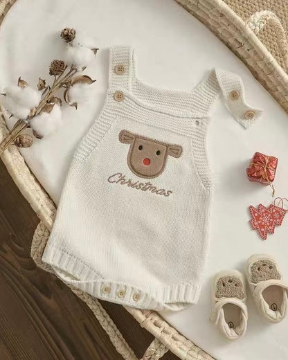 Christmas Pattern Knitted Baby Overalls