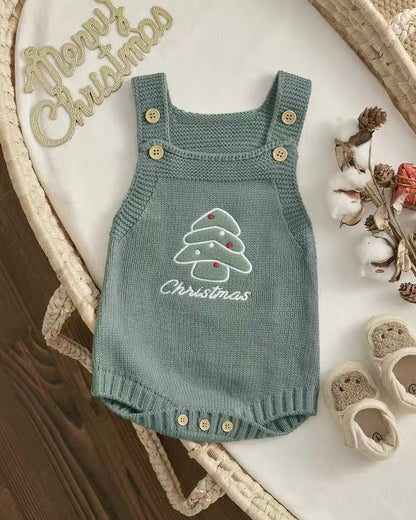 Christmas Pattern Knitted Baby Overalls