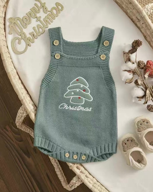 Christmas Pattern Knitted Baby Overalls