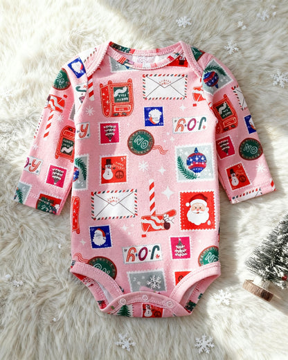 Christmas Long Sleeve Cotton Baby Bodysuit