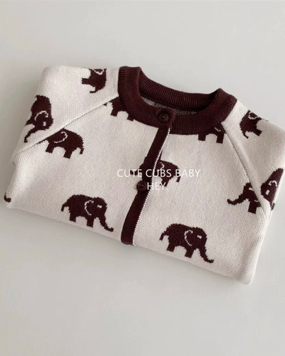 Elephant Dog Star Knitted Baby Jumpsuits