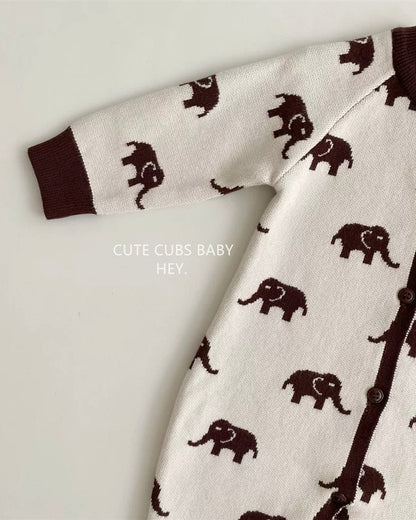 Elephant Dog Star Knitted Baby Jumpsuits