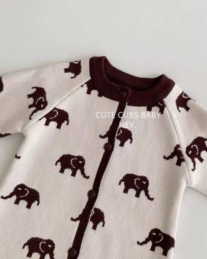 Elephant Dog Star Knitted Baby Jumpsuits