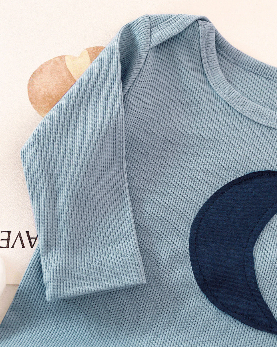 Moon Printed Long Sleeve Baby Jumpsuits
