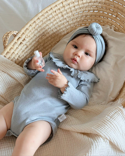 Sweet Ruffled Collar Solid Color Baby Romper