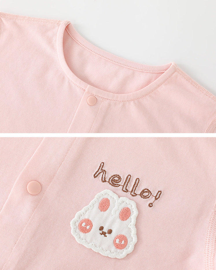 Rabbit Bear Scarf Short Sleeve Baby Jumpsuits