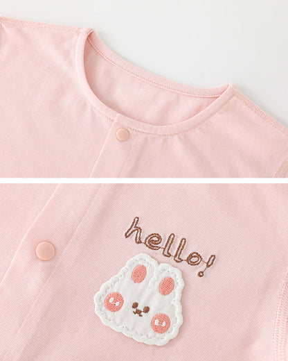 Rabbit Bear Scarf Short Sleeve Baby Jumpsuits