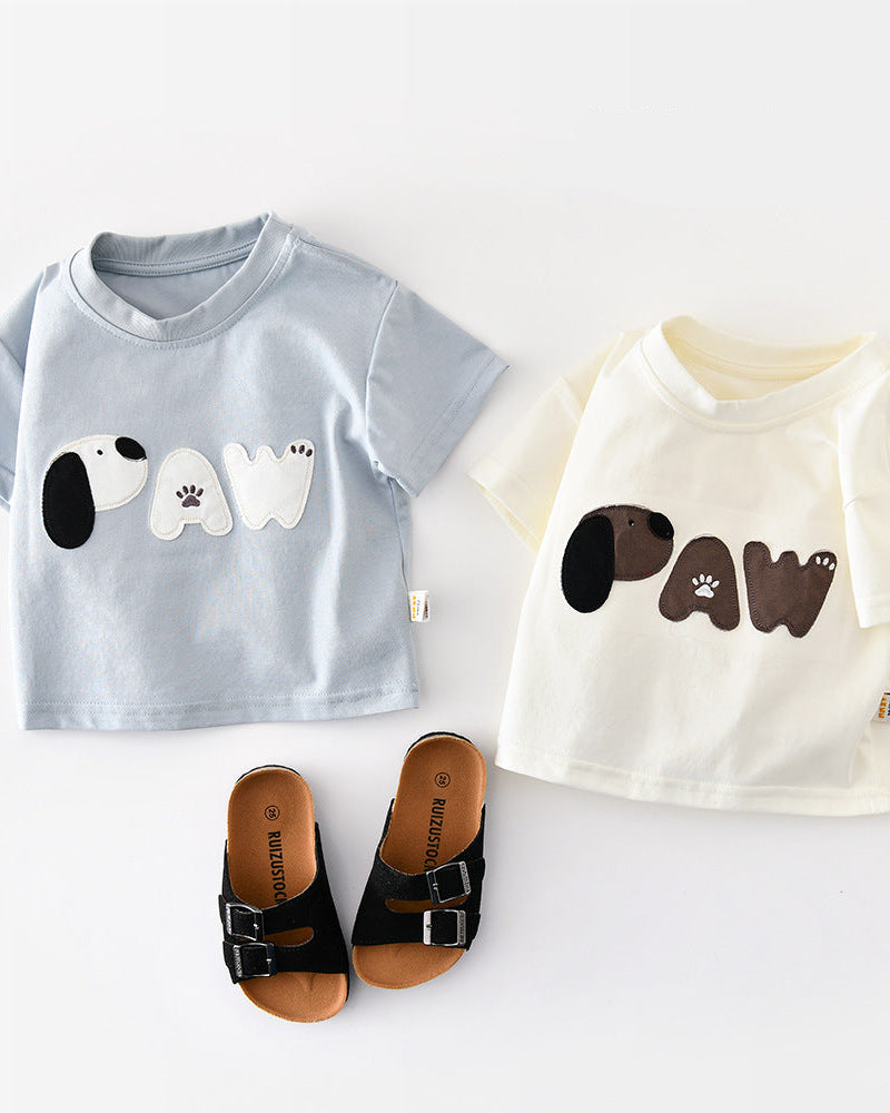 Paw Letter Baby Short Sleeve Tee