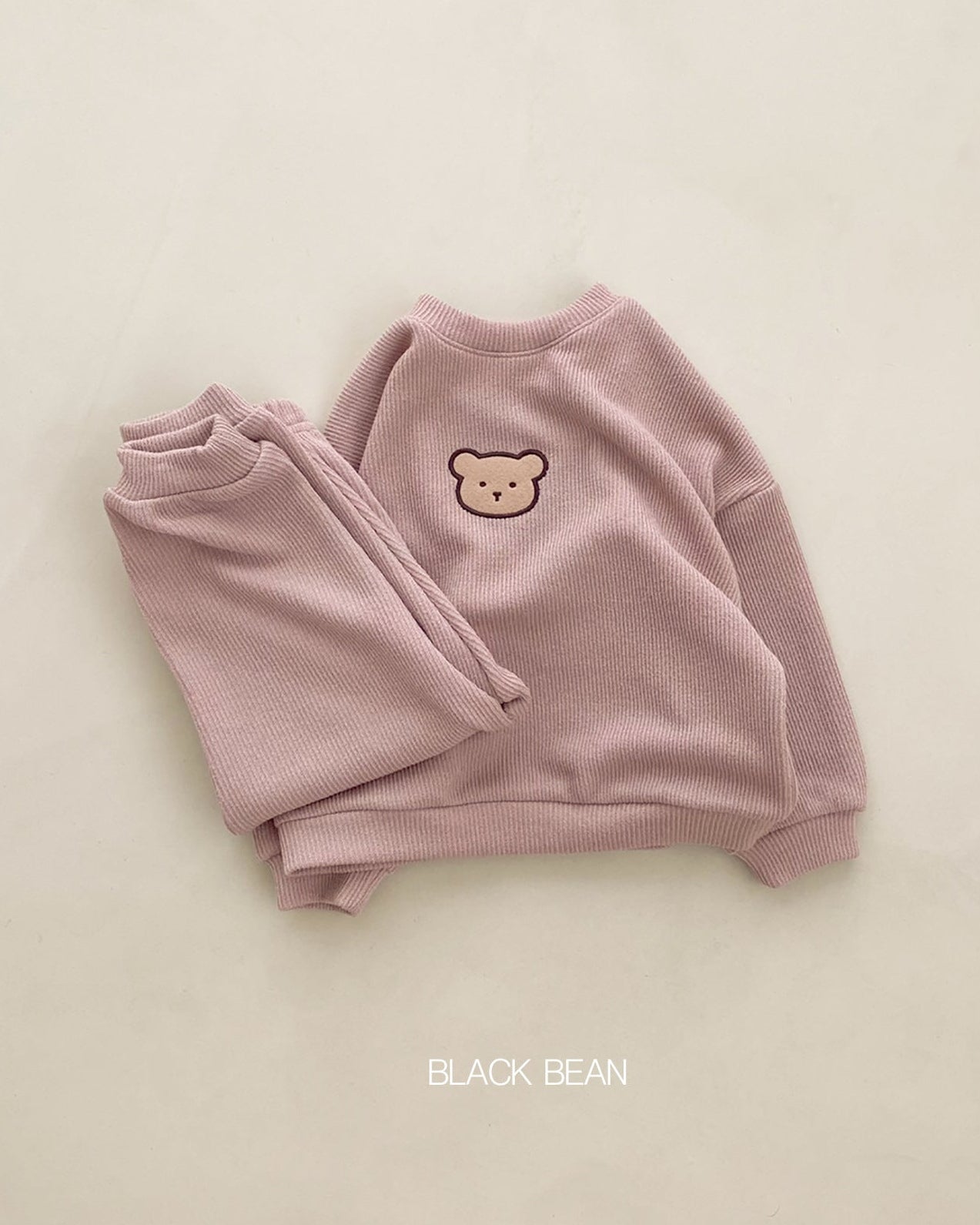 Solid Color Bear Baby Hoodie Pants 2pcs Set