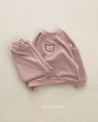 Solid Color Bear Baby Hoodie Pants 2pcs Set