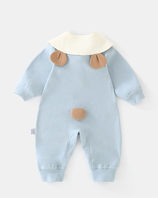 Bear Rabbit Tie Decor Long Sleeve Baby Jumpsuits