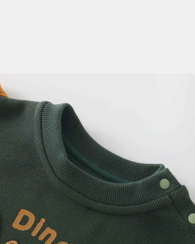 Warm Fleece Dinosaur Pattern Baby Hoodie