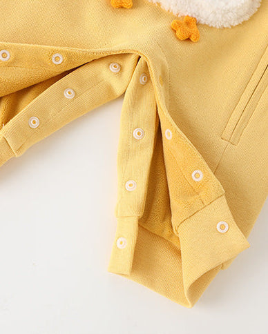 Fleece Duck Zipped Hooded Baby Jumpsuits