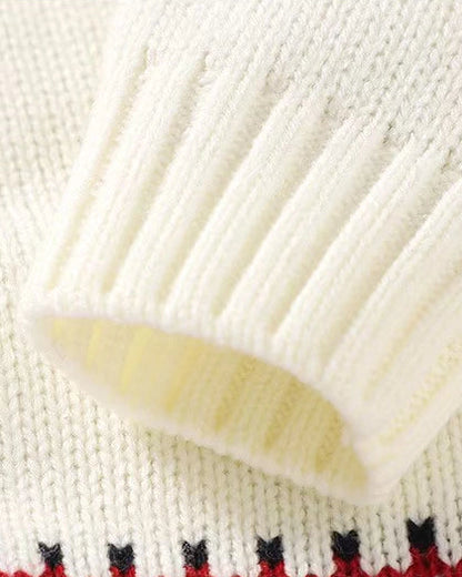 Geometric Pattern Knitted Baby Jumpsuits Hat