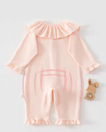 Cotton Ruffled Collar Long Sleeve Baby Pajama