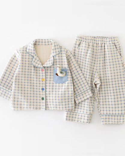 Plaid Rabbit Long Sleeve Baby Pajama Set