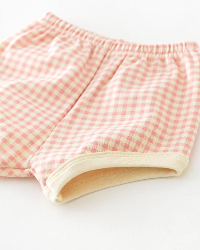 2pcs Sweet Plaid Cotton Baby Tank Top&Pants Set