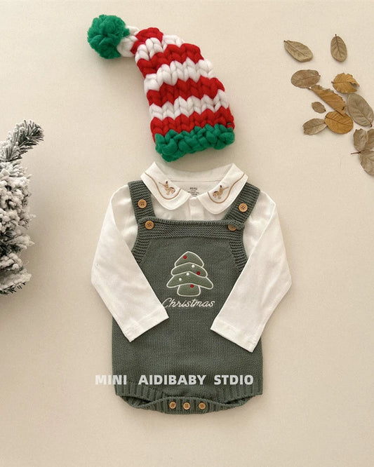 Christmas Pattern Knitted Baby Overalls