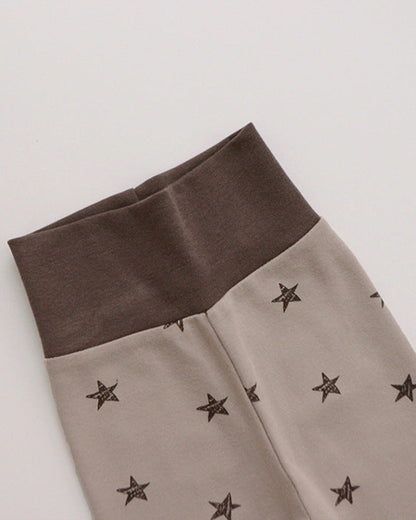 Star Moon Cotton Long Sleeve Baby Romper Pants Hat