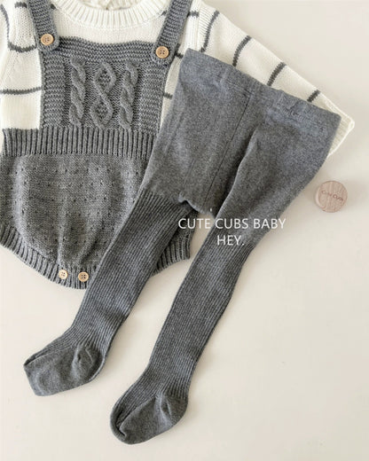 Fake Two Pieces Striped Knitted Baby Romper