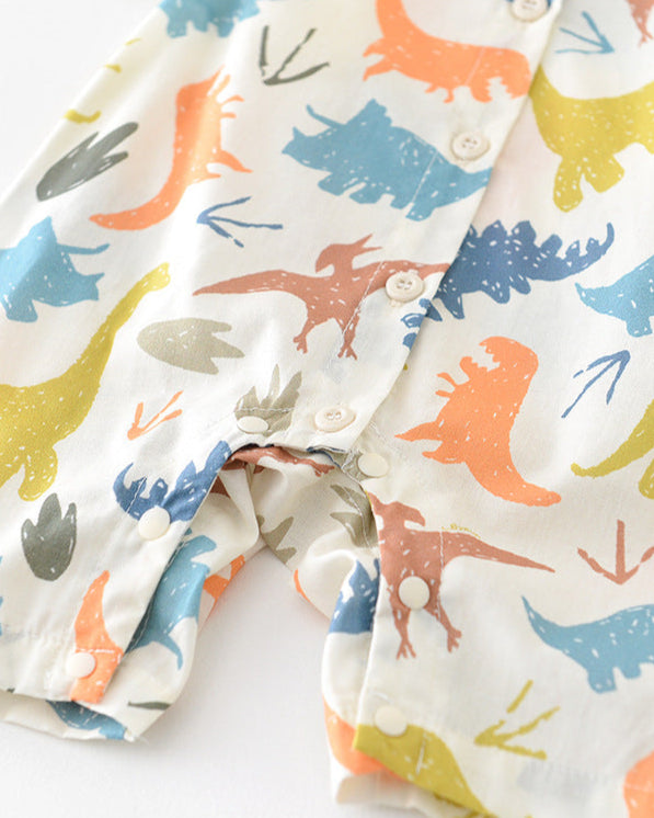 Short Sleeves Dinosaur Baby Jumpsuits with Toy