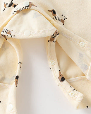 Dachshund Pocket Design Long Sleeve Baby Jumpsuits