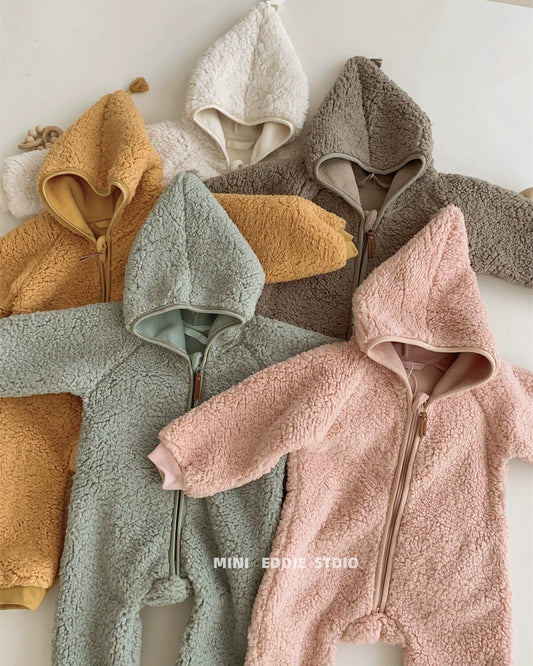 Polar Fleece Solid Color Baby Jacket/Jumpsuits