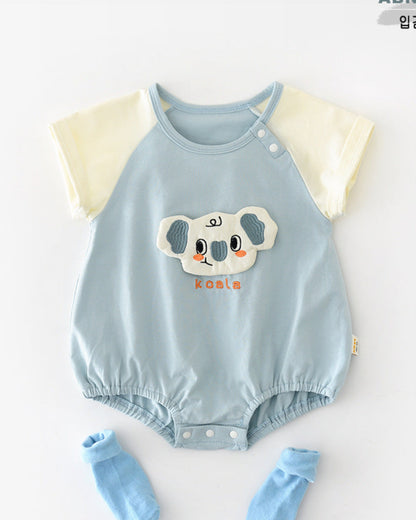 Koala Pattern Raglan Short Sleeve Baby Romper