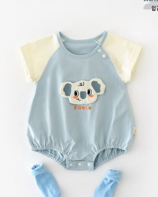 Koala Pattern Raglan Short Sleeve Baby Romper