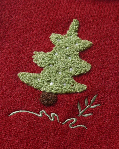 Christmas Tree Pattern Knitted Baby Jumpsuits