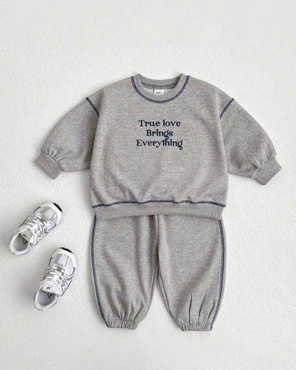 Letter Printed Casual Baby Hoodie Pants 2pcs Set
