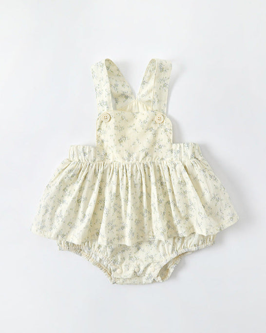 2pcs Baby Long Sleeve Shirt&Floral Romper Set