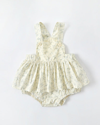 2pcs Baby Long Sleeve Shirt&Floral Romper Set