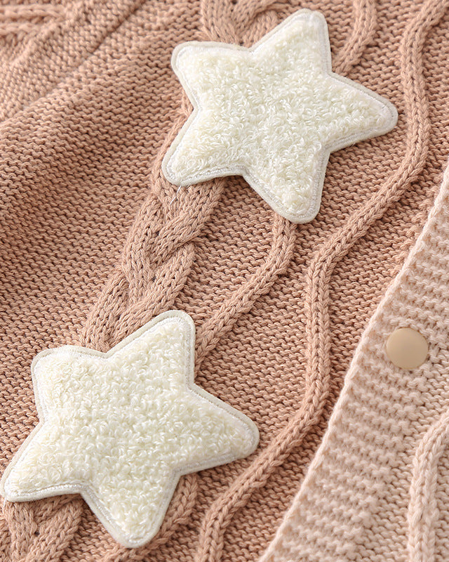 Star Color Block Knitted Baby Jumpsuits