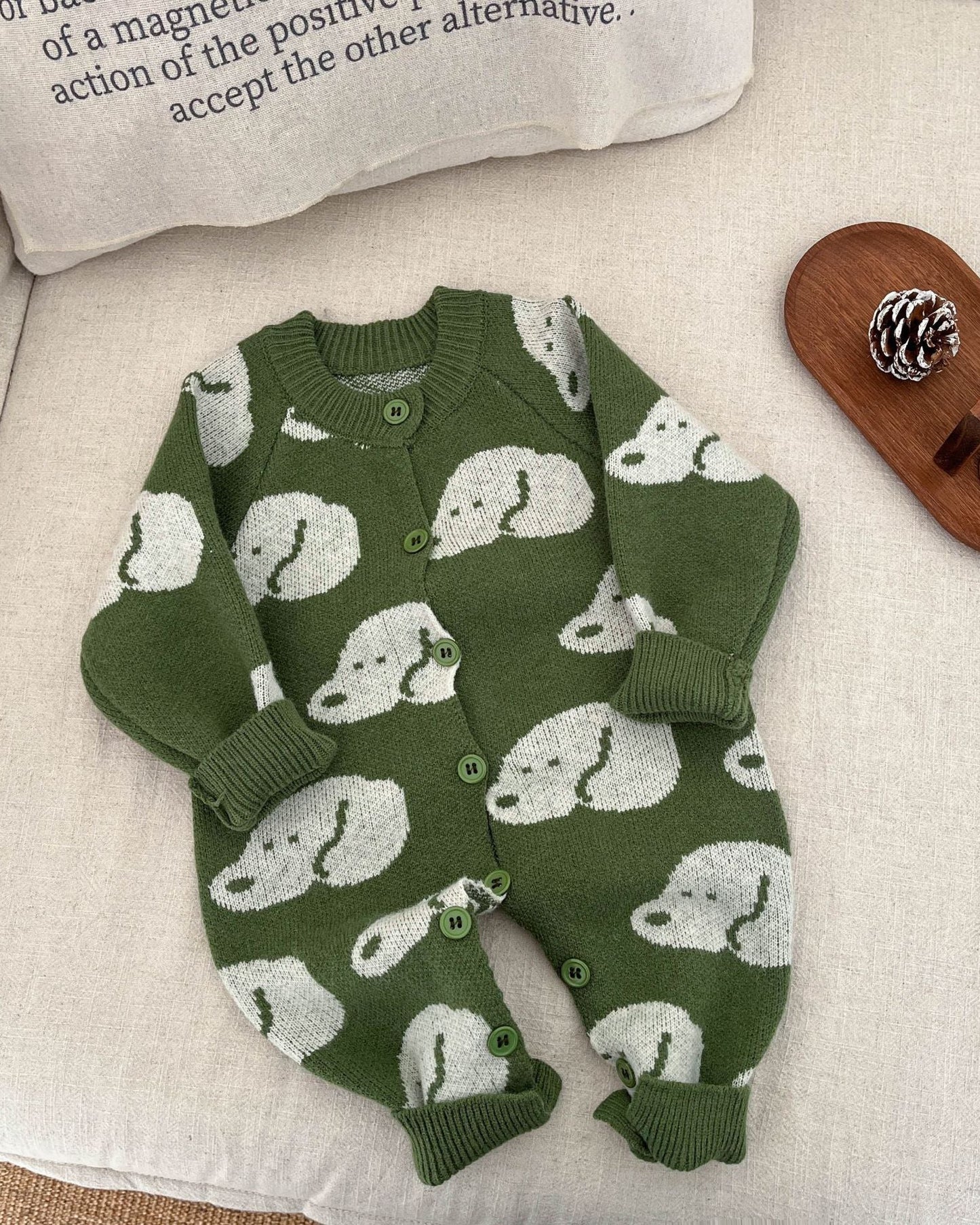 Elephant Dog Star Knitted Baby Jumpsuits