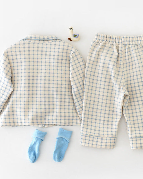 Plaid Rabbit Long Sleeve Baby Pajama Set