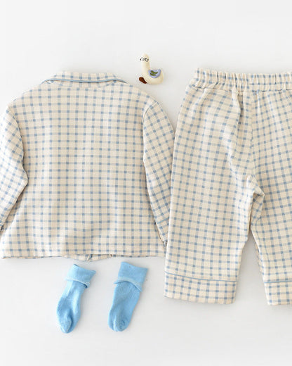 Plaid Rabbit Long Sleeve Baby Pajama Set