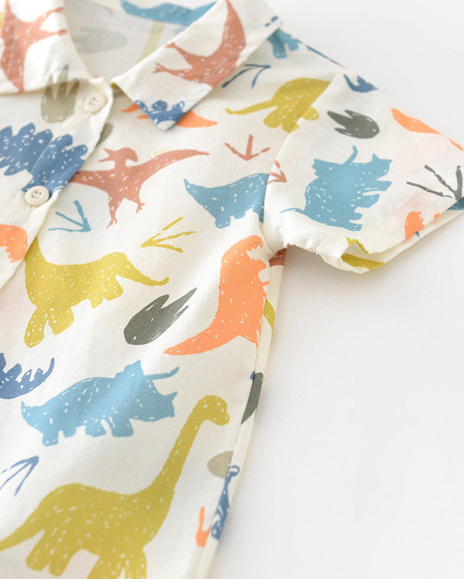 Short Sleeves Dinosaur Baby Jumpsuits with Toy