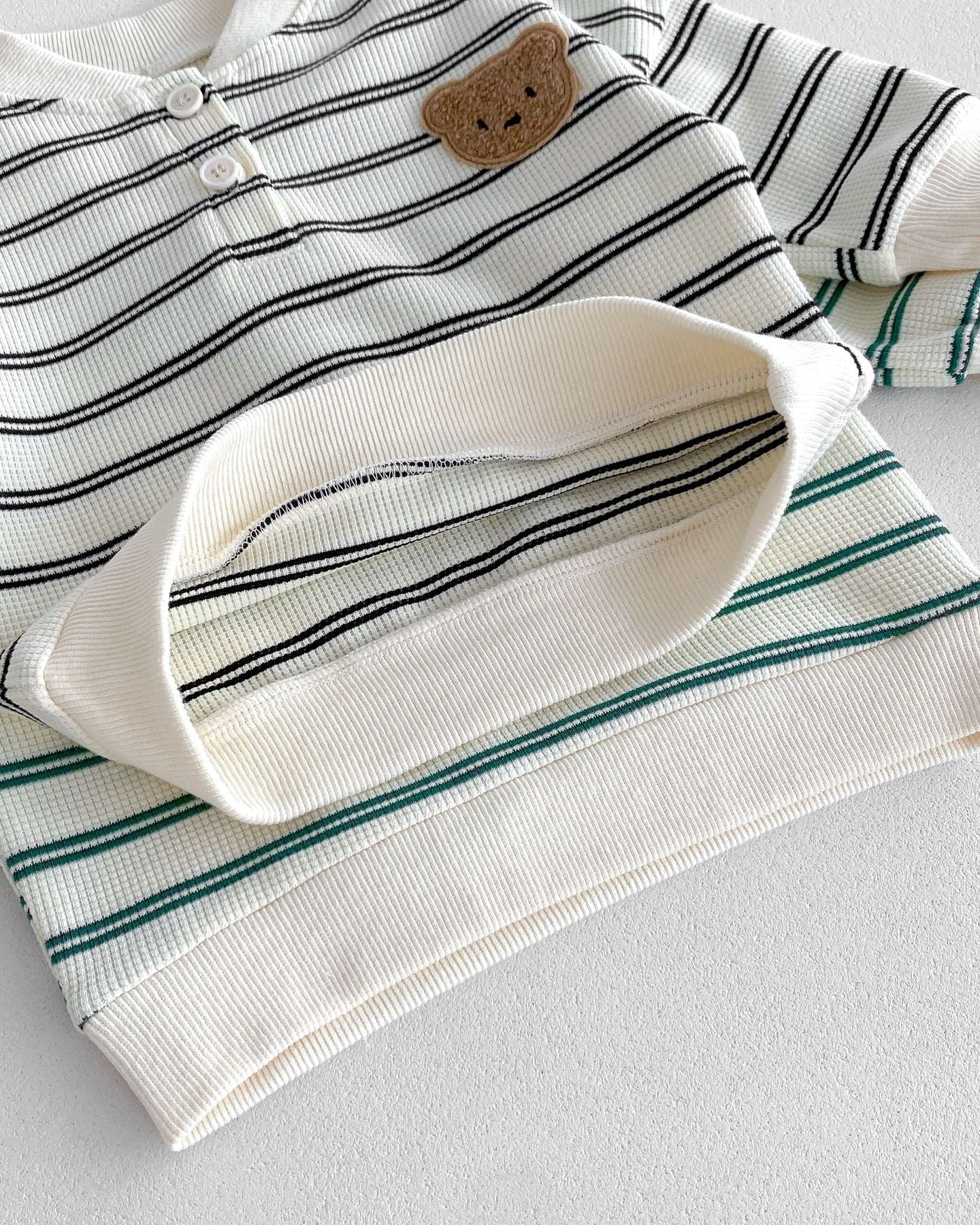 Casual Striped Bear Baby Hoodie Pants 2pcs Set