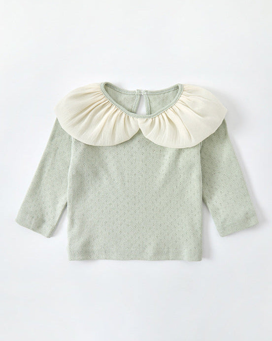 2pcs Baby Long Sleeve Shirt&Floral Romper Set