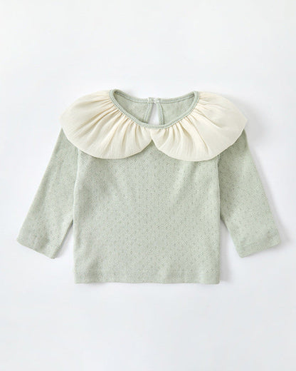2pcs Baby Long Sleeve Shirt&Floral Romper Set