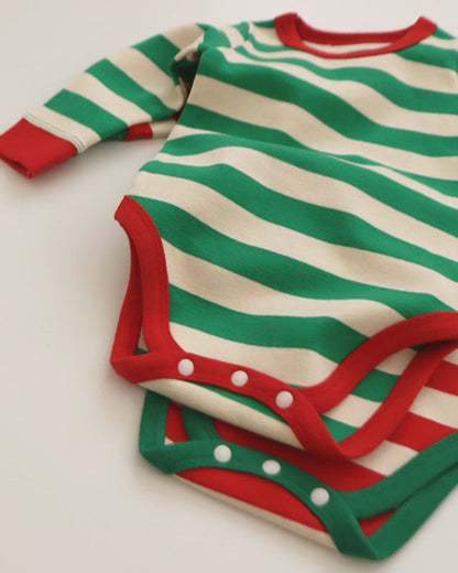 Christmas Striped Baby Bodysuit/Top Pant Set