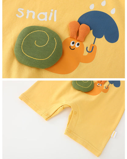 Snail House Printed Short Sleeve Baby Jumpsuits