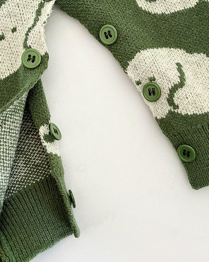 Elephant Dog Star Knitted Baby Jumpsuits