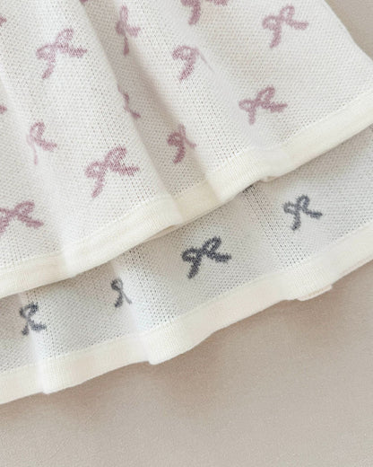 Crochet Collar Bow Knitted Baby Dress