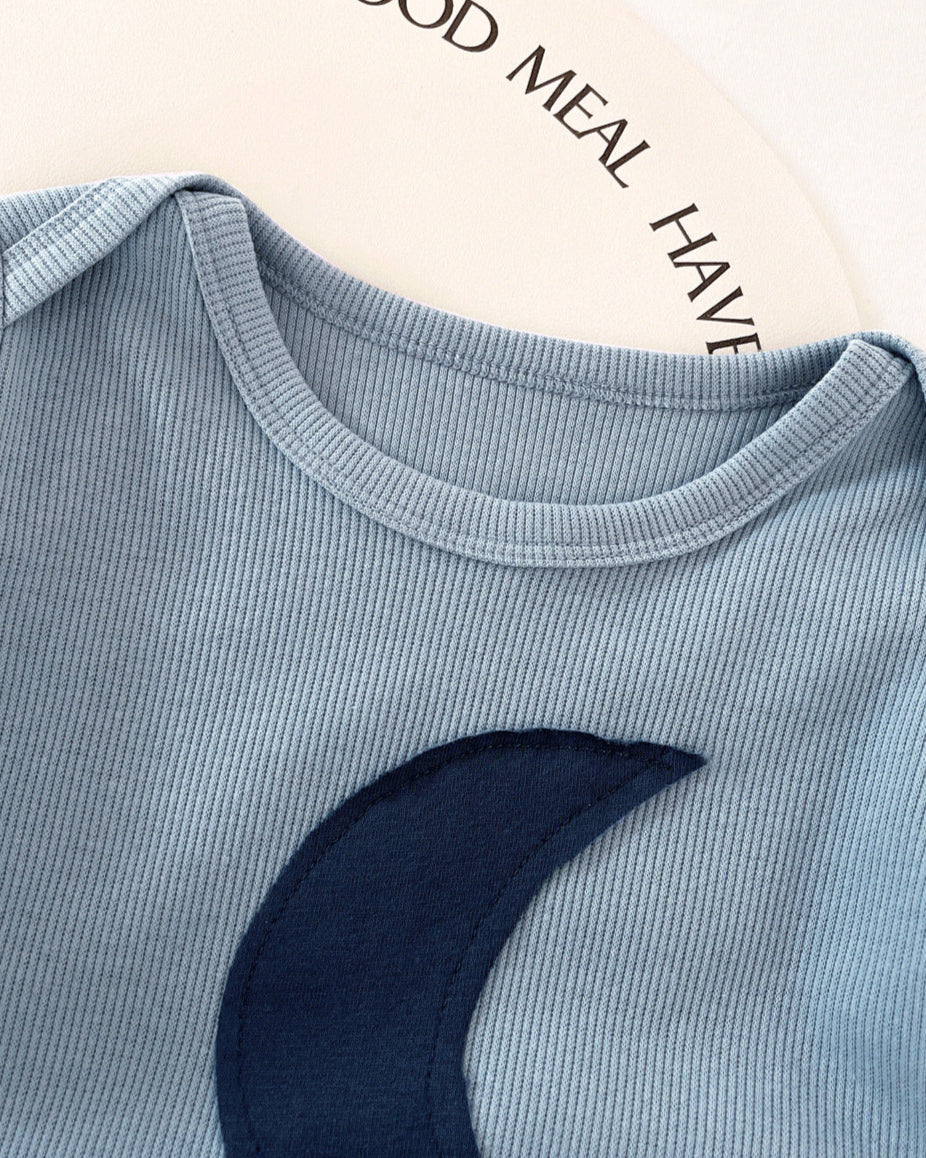 Moon Printed Long Sleeve Baby Jumpsuits