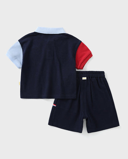 Bear Color Block Short Sleeve Baby 2pcs Set