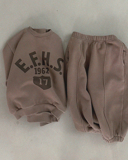 1962 Letter Fleece Warm Baby Hoodie Pants 2pcs Set