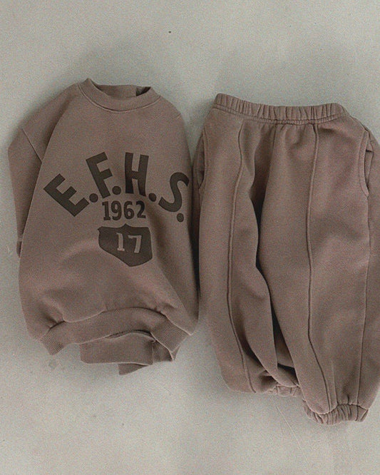 1962 Letter Fleece Warm Baby Hoodie Pants 2pcs Set